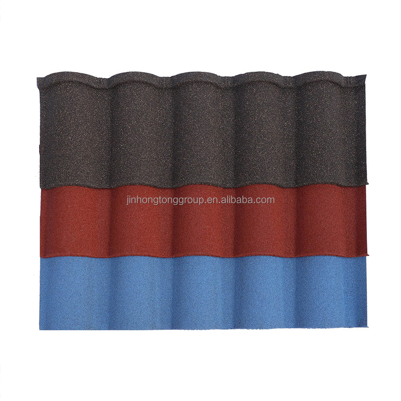 1340*420mm Anti-corrosion AZ 150g Carreaux de toit en métal revêtus de pierre avec des couleurs personnalisées fabriqués