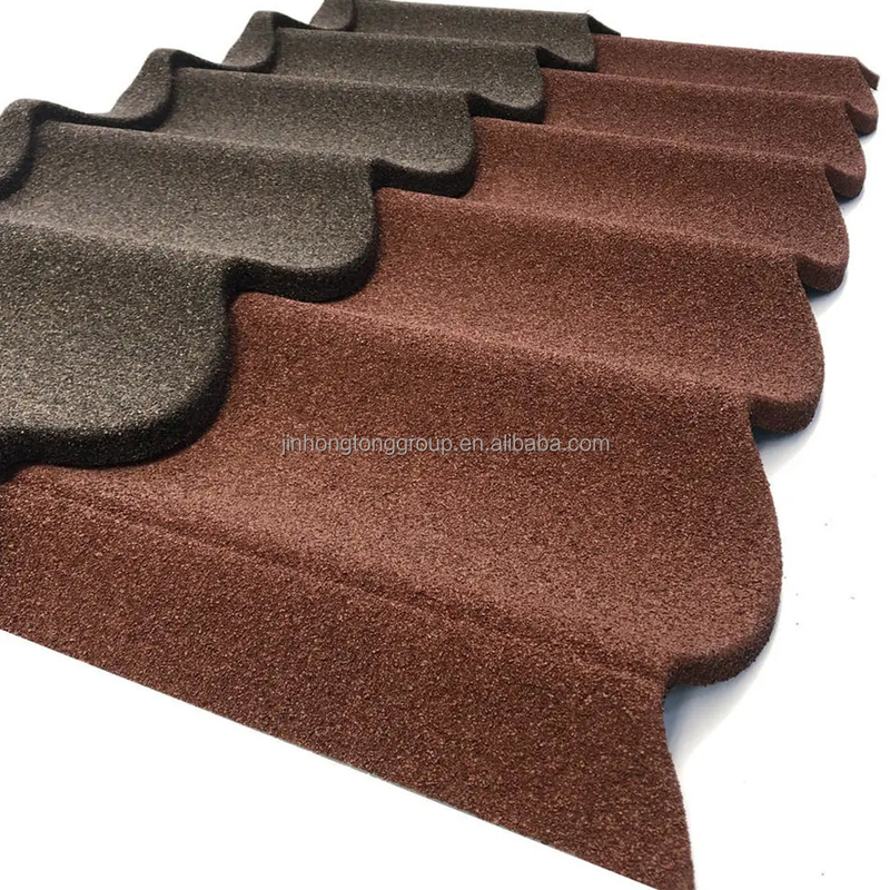 Couleur de la surface Carreaux de toiture de pierre en copeaux de plaine Carreaux de toiture de pierre enduits de métal Carreaux de toiture longue portée